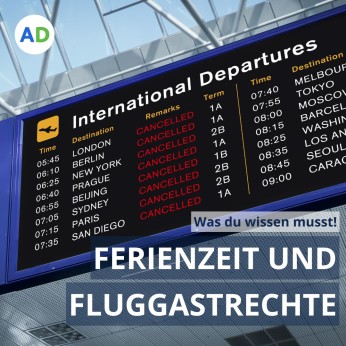 Bildschirm mit Fluginfomationen zu gecancelten Flügen am Flughafen.