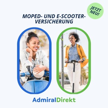Jetzt neu bei AdmiralDirekt: Moped- und E-Scooter-Versicherung. 