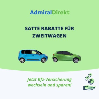Jetzt mit der Zweitwagen-Versicherung von AdmiralDirekt sparen. 