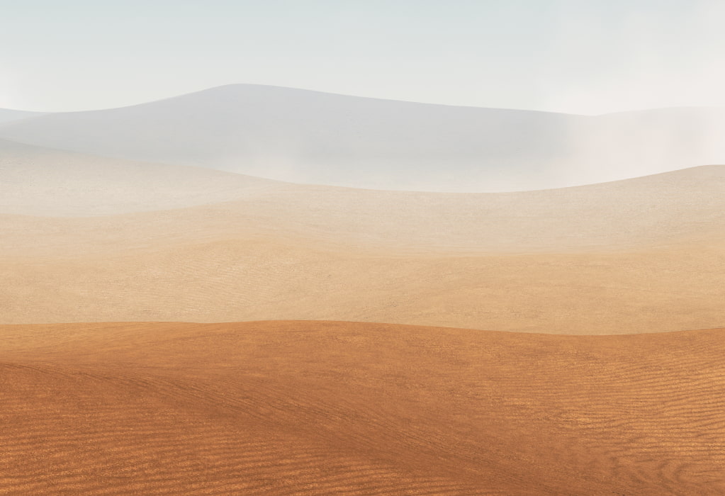 Aufgewirbelter Sand in der Saharawüste.