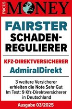 Focus Money Siegel: AdmiralDirekt ist fairster Schadenregulierer. 